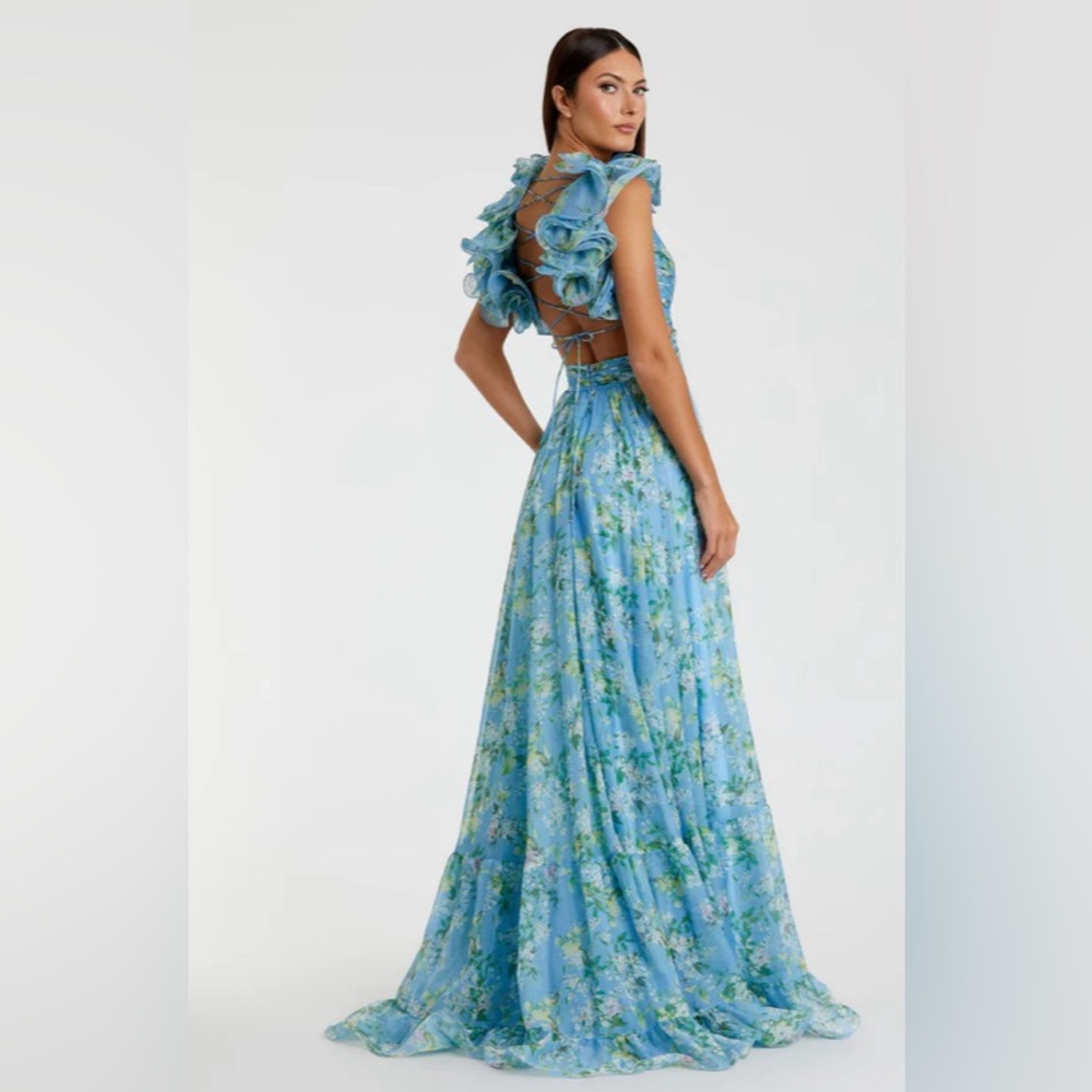Mac Duggal Ruffle Floral Gown Size 2